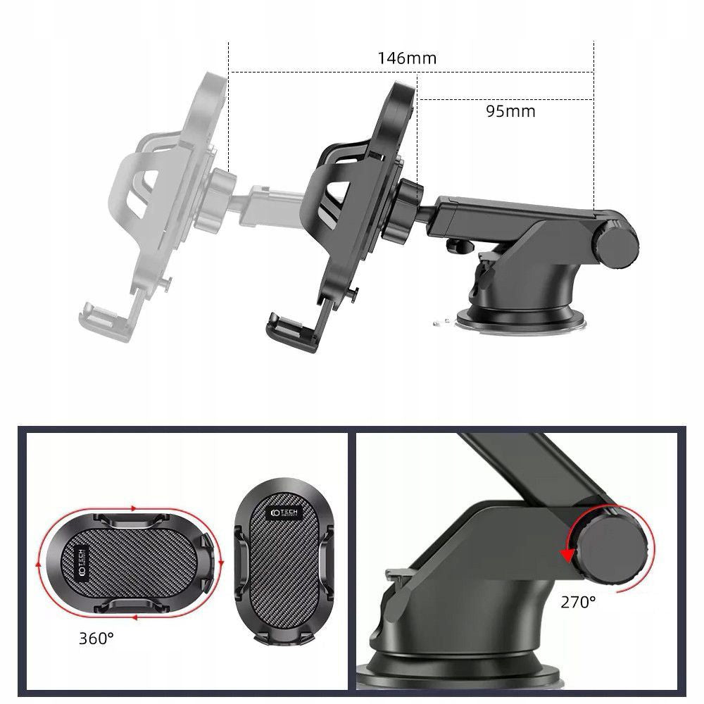 SUPPORT DE TÉLÉPHONE POUR VOITURE TECH-PROTECT MONTAGE UNIVERSEL NOIR
