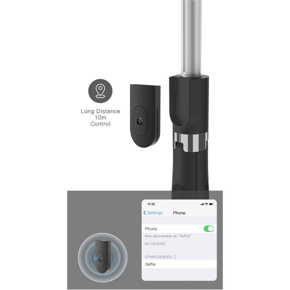 TECH-PROTECT L01S TRÉPIED SELFIE SANS FIL NOIR