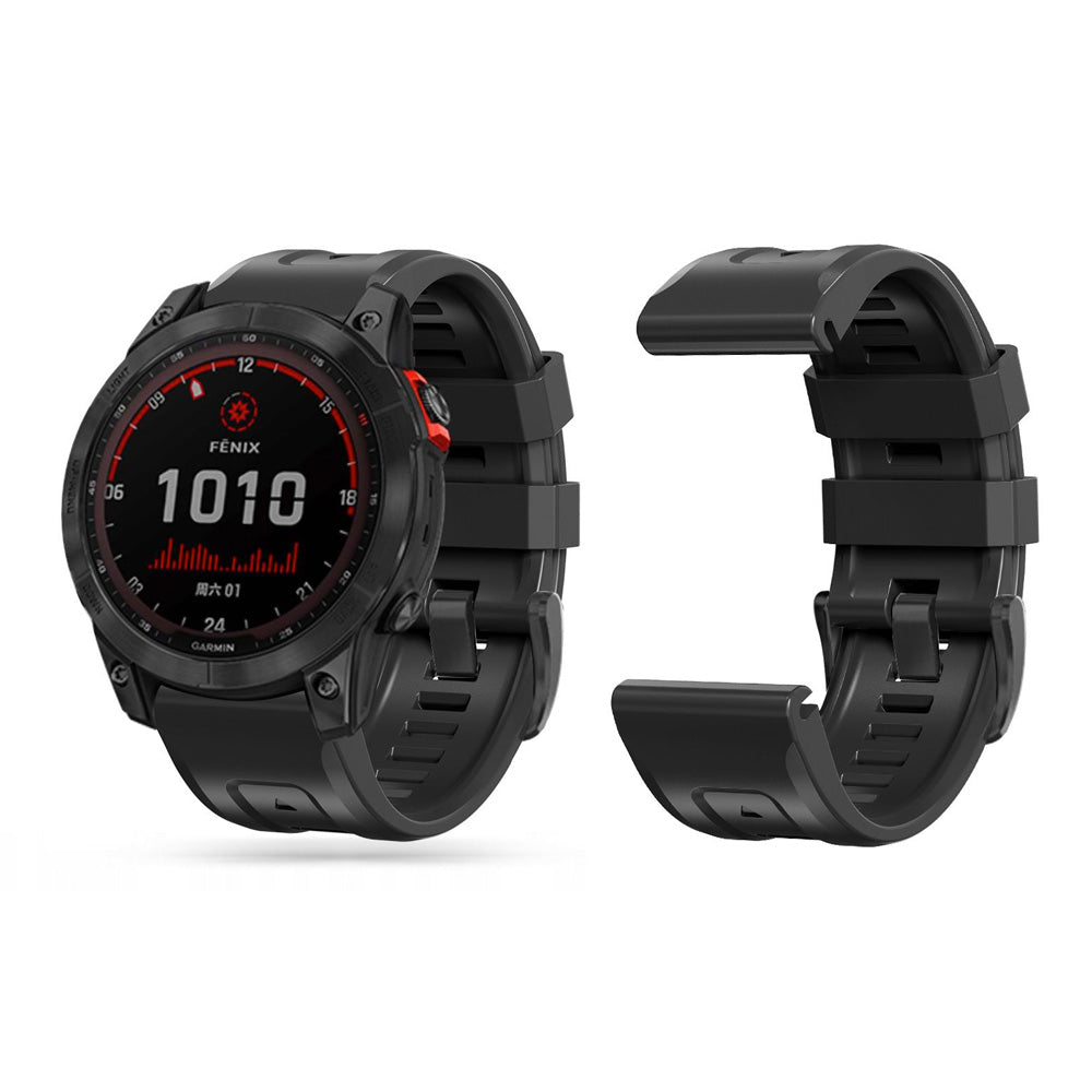 BRACELET EN SILICONE POUR GARMIN 26MM FENIX 3 / 5X / 3HR / 5X PLUS / 6X / 6X PRO / 7X DOOP EXPLORER NOIR