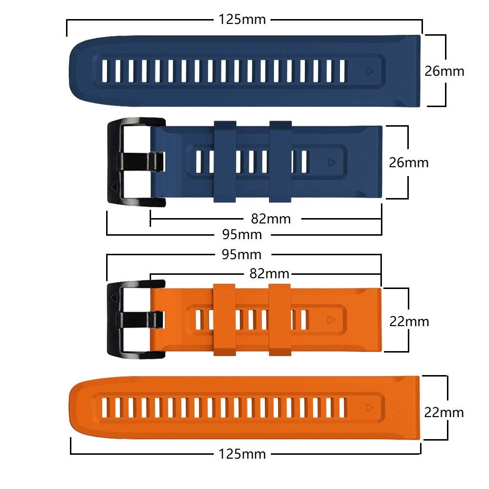 BRACELET EN SILICONE POUR GARMIN 26MM FENIX 3 / 5X / 3HR / 5X PLUS / 6X / 6X PRO / 7X DOOP EXPLORER BLEU MARINE
