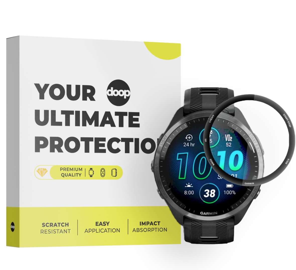 VERRE RENFORCÉ POUR GARMIN FORERUNNER 965 DOOP VERRE HYBRIDE NOIR