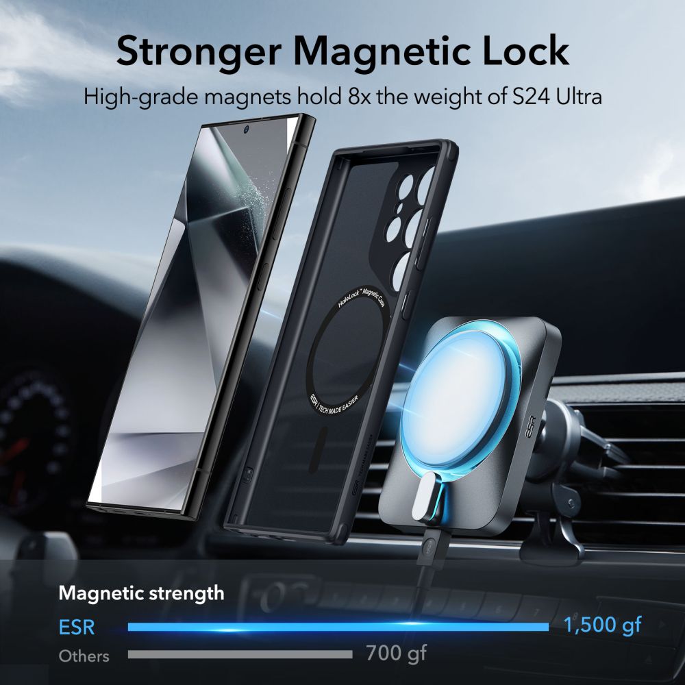 COUVERCLE ESR CH HALOLOCK MAGSAFE GALAXY S24 ULTRA NOIR FROSTED