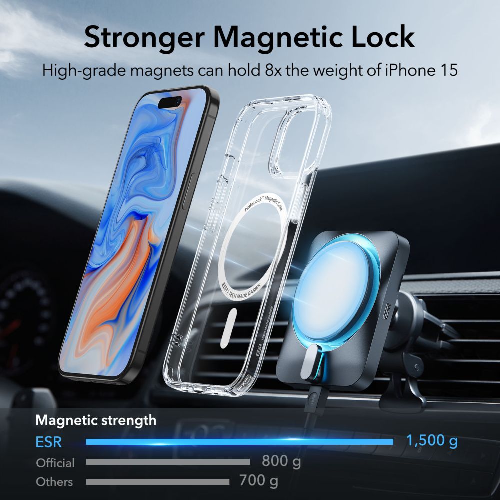 COUVERTURE ESR CH HALOLOCK MAGSAFE IPHONE 15 TRANSPARENT