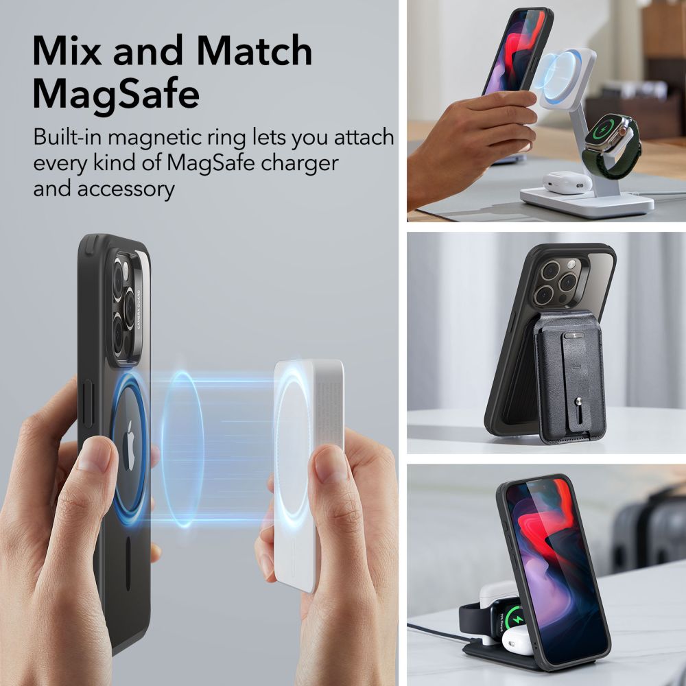COQUE ESR CH HALOLOCK MAGSAFE IPHONE 15 PRO MAX TRANSPARENT/NOIR