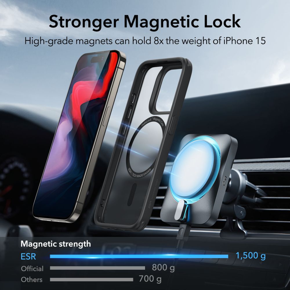 COUVERCLE ESR CH HALOLOCK MAGSAFE IPHONE 15 PRO MAX NOIR FROSTED