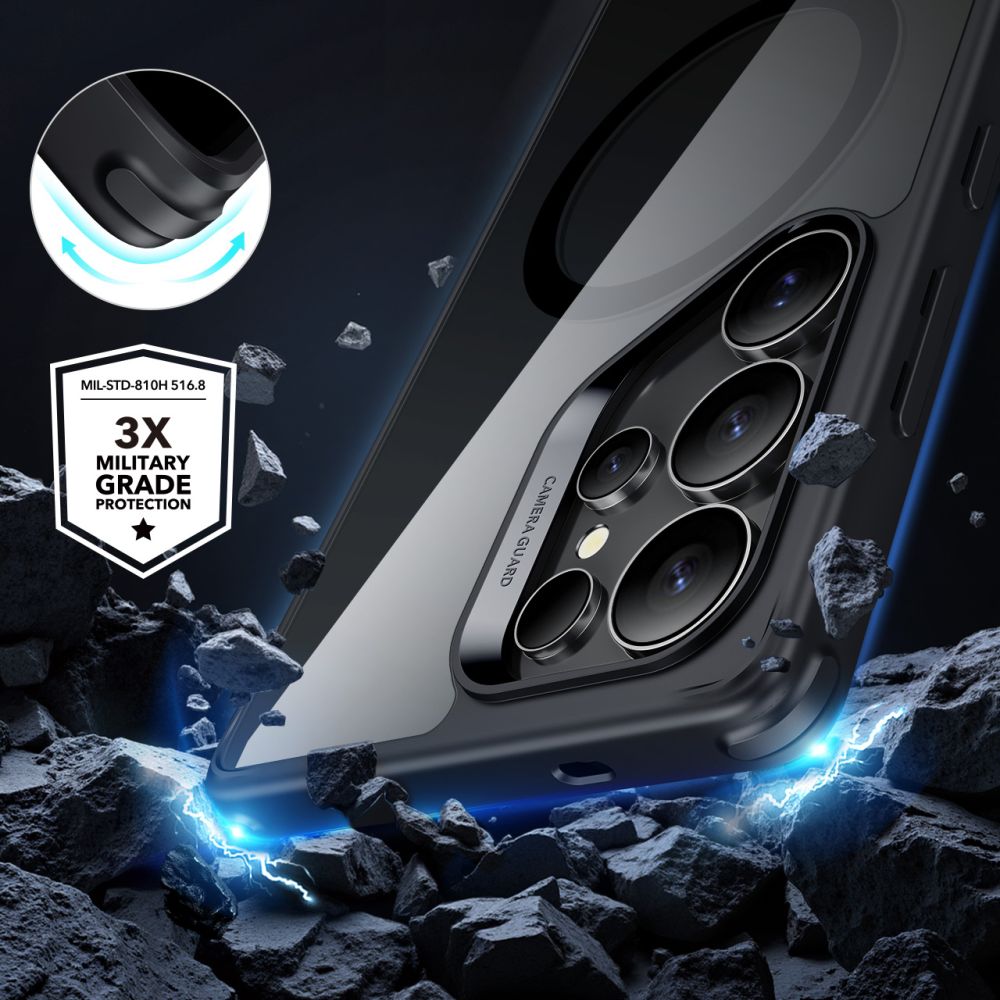 COQUE ESR CLASSIC HYBRID HALOLOCK MAGSAFE GALAXY S25 ULTRA TRANSPARENT/NOIR