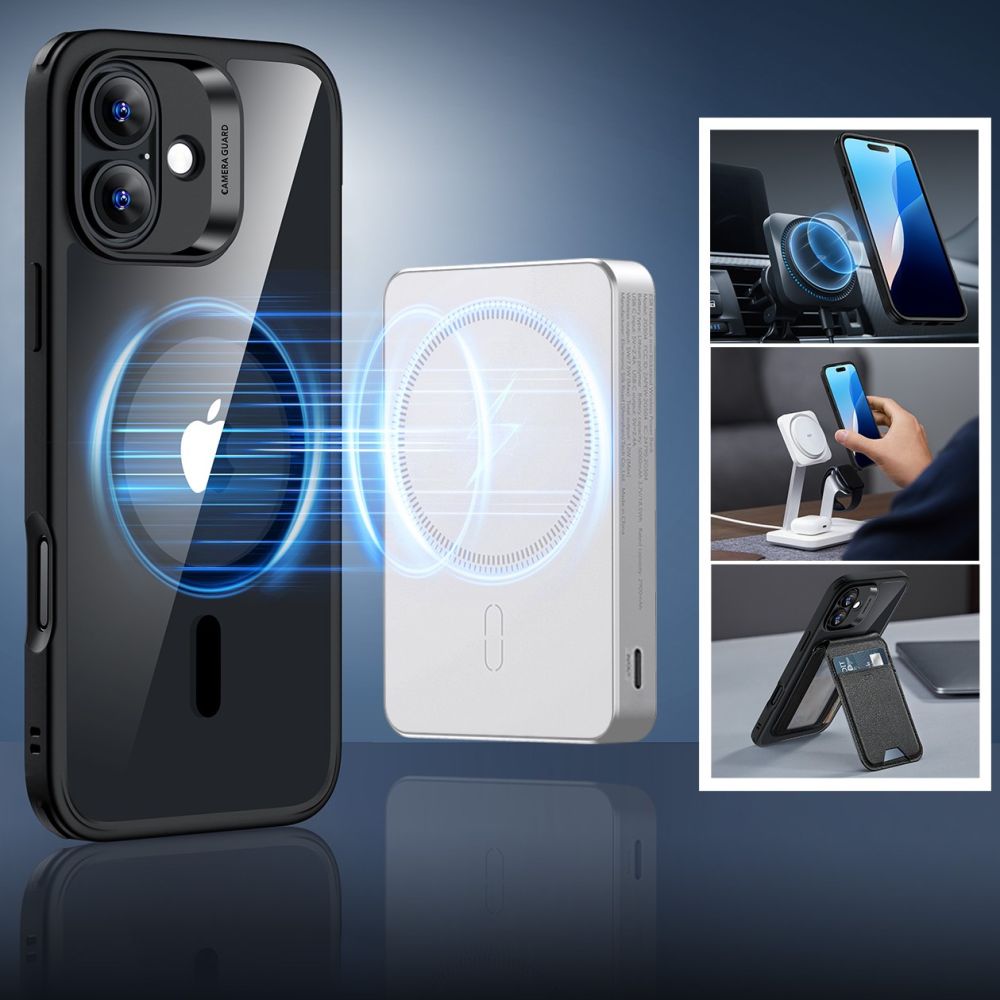 COQUE ESR CLASSIC HYBRID HALOLOCK MAGSAFE & VERRE TREMPÉ IPHONE 16 TRANSPARENT/NOIR