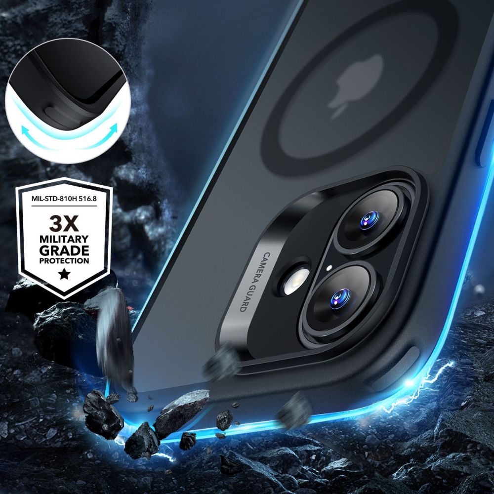COQUE ESR CLASSIC HYBRID HALOLOCK MAGSAFE & VERRE TREMPÉ IPHONE 16 NOIR FROSTED