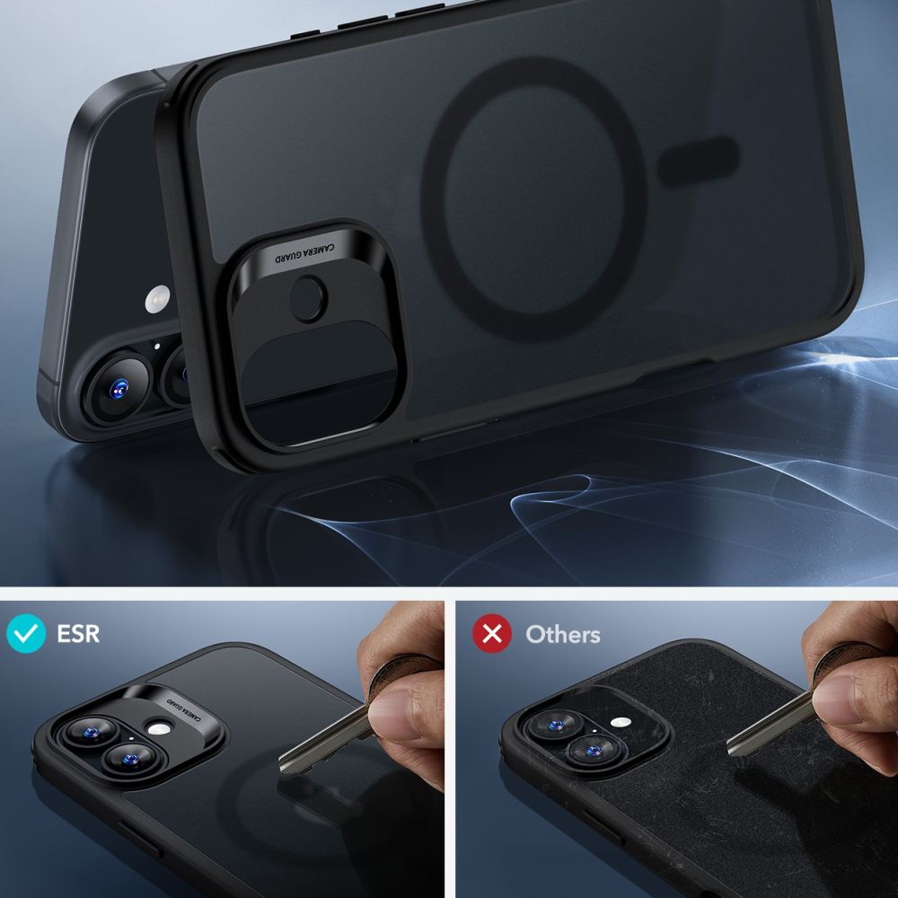 COQUE ESR CLASSIC HYBRID HALOLOCK MAGSAFE & VERRE TREMPÉ IPHONE 16 NOIR FROSTED
