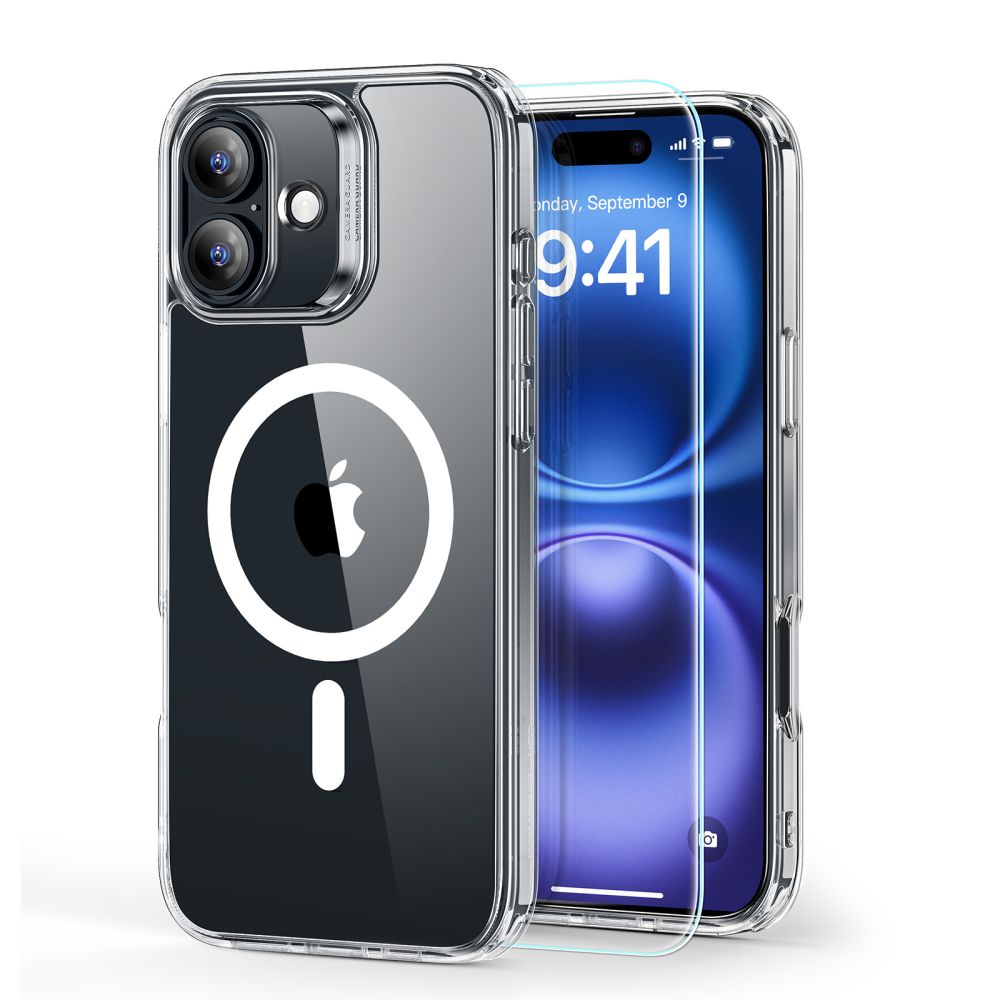 ESR CLASSIC HYBRID HALOLOCK MAGSAFE & VERRE TREMPÉ IPHONE 16 PLUS TRANSPARENT