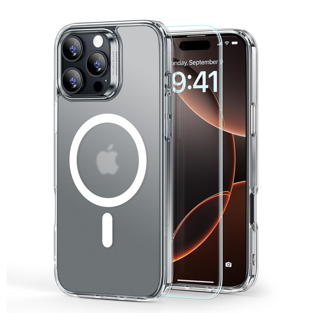 ESR CLASSIC HYBRID HALOLOCK MAGSAFE & VERRE TREMPÉ IPHONE 16 PRO TRANSLUCIDE FROSTED
