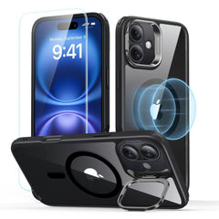 COQUE ESR CLASSIC HYBRID AVEC SUPPORT HALOLOCK MAGSAFE ET VERRE TREMPÉ IPHONE 16 PLUS TRANSPARENT/NOIR