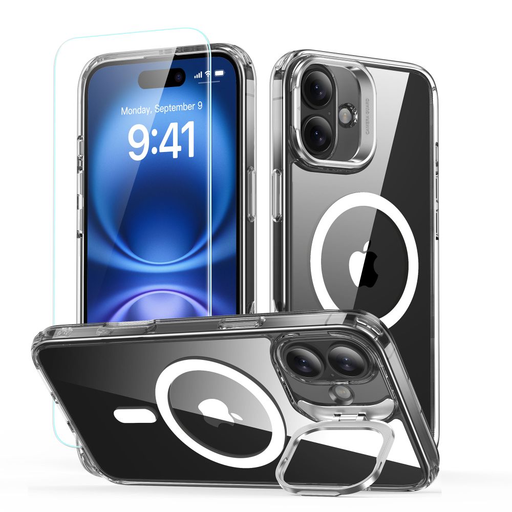 ESR CLASSIC HYBRID SUPPORT HALOLOCK MAGSAFE & VERRE TEMPERÉ IPHONE 16 PLUS TRANSPARENT