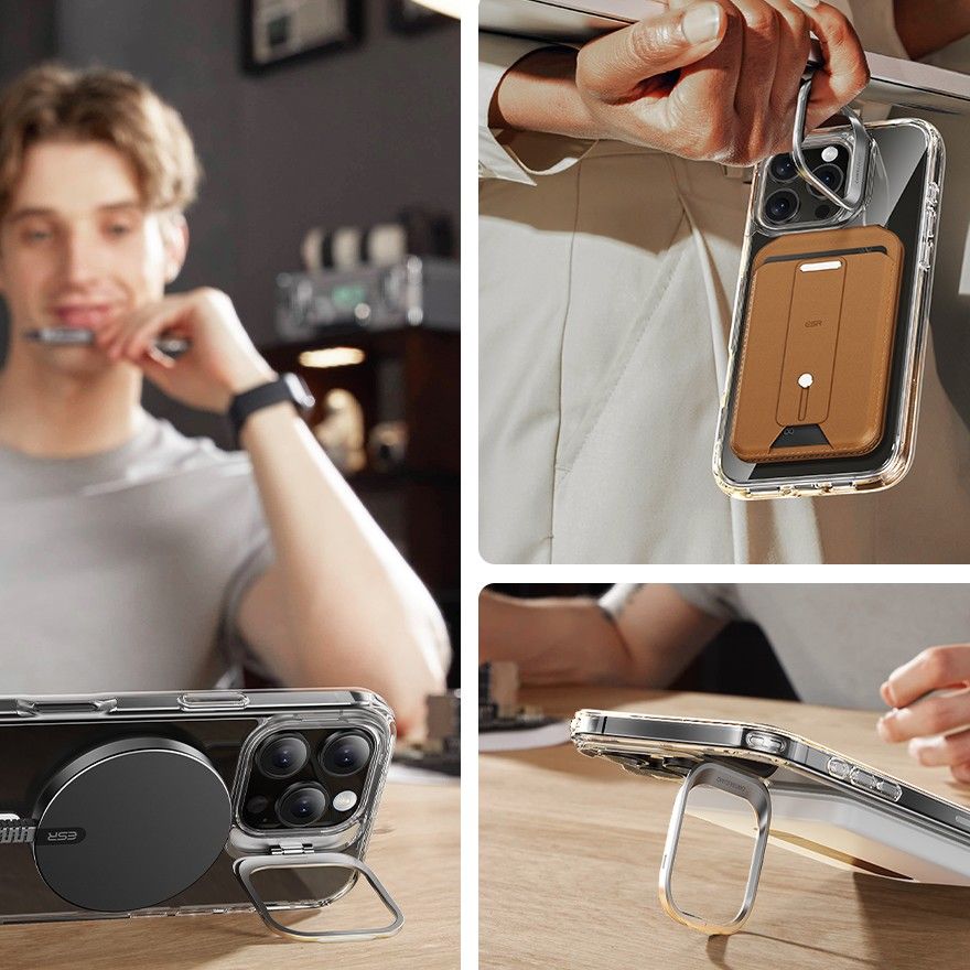 ESR CLASSIC HYBRID SUPPORT HALOLOCK MAGSAFE & VERRE TREMPÉ IPHONE 16 PRO TRANSPARENT