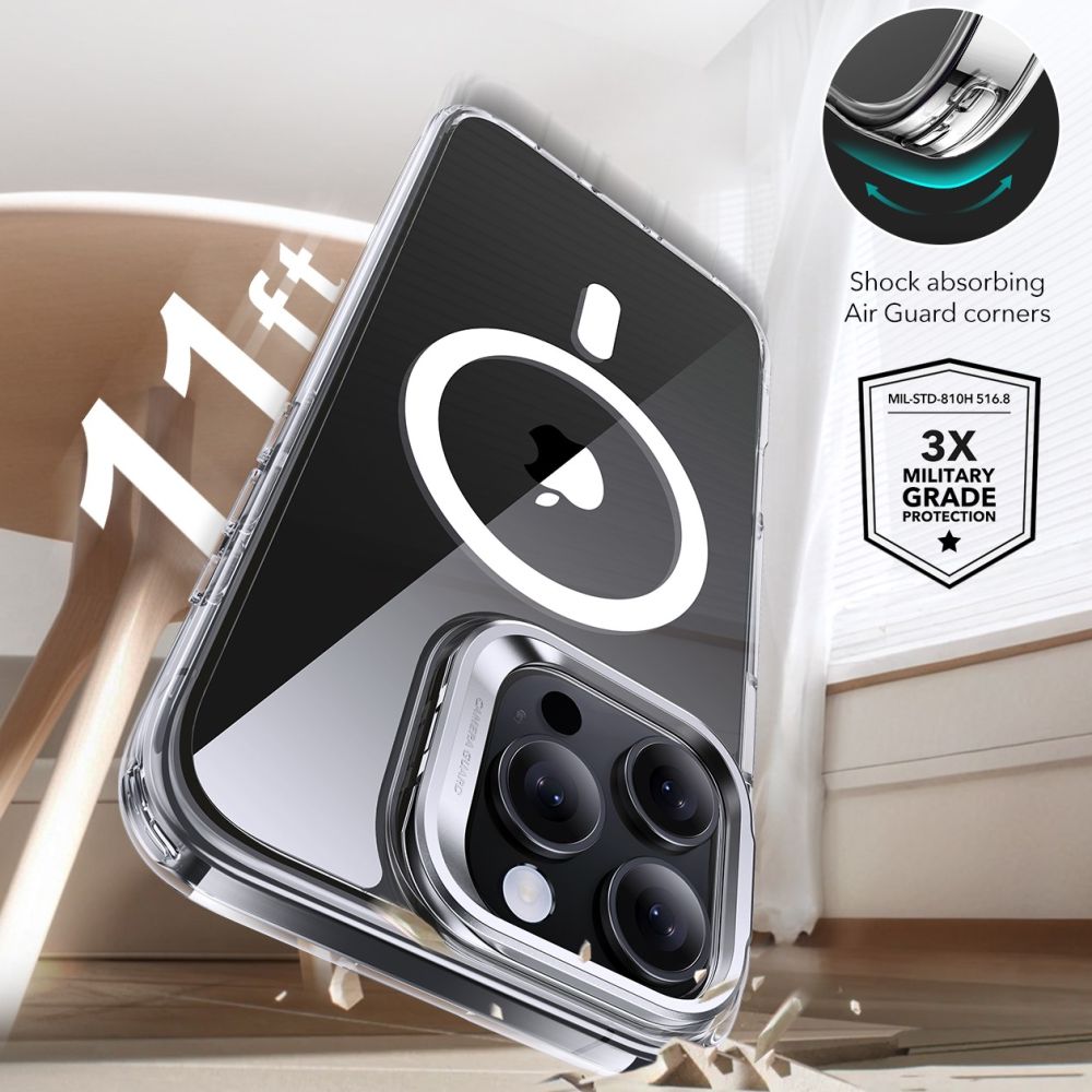 ESR CLASSIC HYBRID SUPPORT HALOLOCK MAGSAFE & VERRE TREMPÉ IPHONE 16 PRO TRANSPARENT