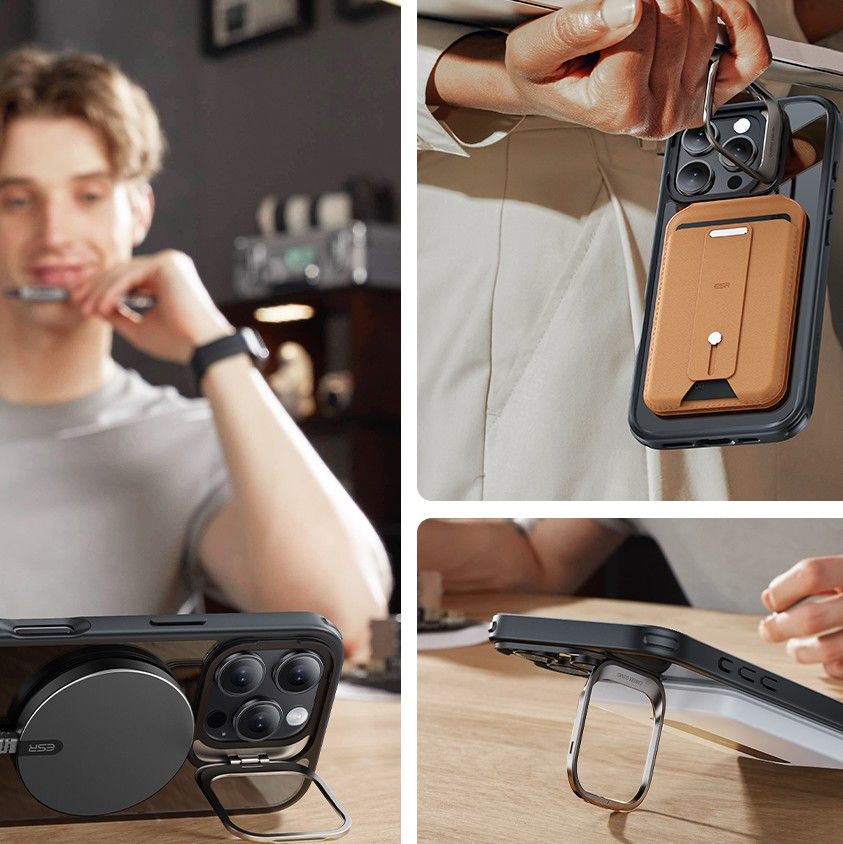 ESR CLASSIC HYBRID SUPPORT HALOLOCK MAGSAFE & VERRE TREMPÉ IPHONE 16 PRO MAX TRANSPARENT/NOIR