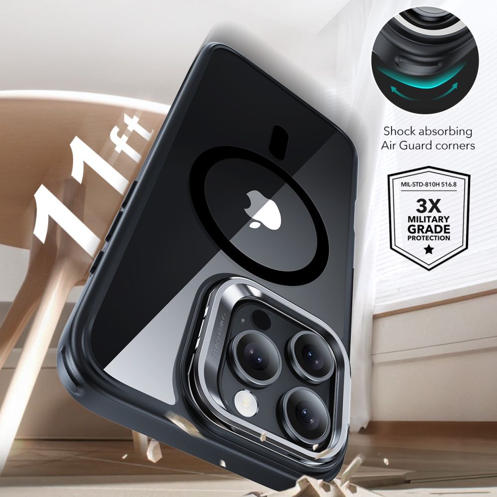 ESR CLASSIC HYBRID SUPPORT HALOLOCK MAGSAFE & VERRE TREMPÉ IPHONE 16 PRO MAX TRANSPARENT/NOIR