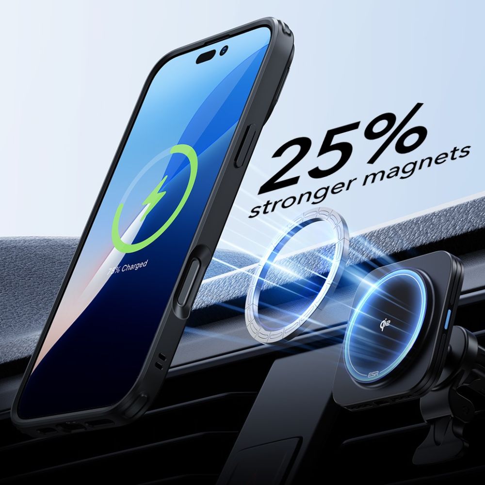 ESR CLASSIC HYBRID SUPPORT HALOLOCK MAGSAFE & VERRE TREMPÉ IPHONE 16 PRO MAX TRANSPARENT/NOIR