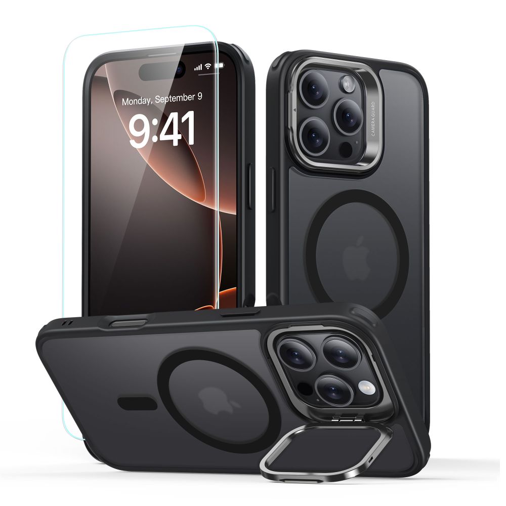 ESR CLASSIC HYBRID SUPPORT HALOLOCK MAGSAFE & VERRE TREMPÉ IPHONE 16 PRO MAX NOIR FROSTED