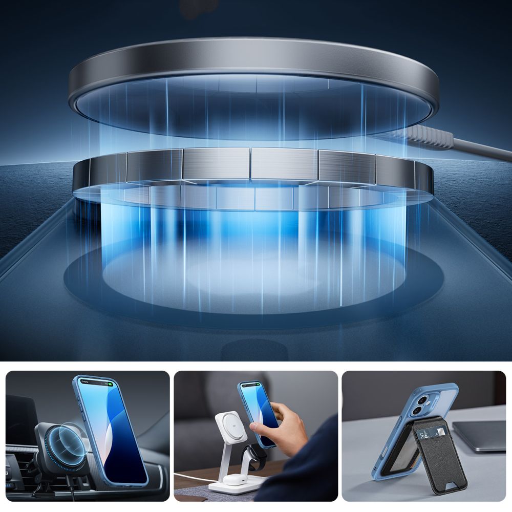 COUVERCLE ESR CLASSIC PRO SET HALOLOCK MAGSAFE IPHONE 16 BLEU FROSTED