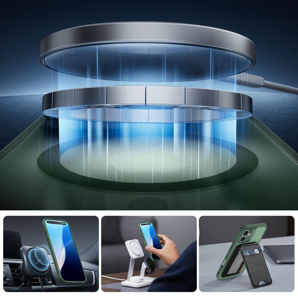 COQUE ESR CLASSIC PRO SET HALOLOCK MAGSAFE IPHONE 16 VERT FROSTED