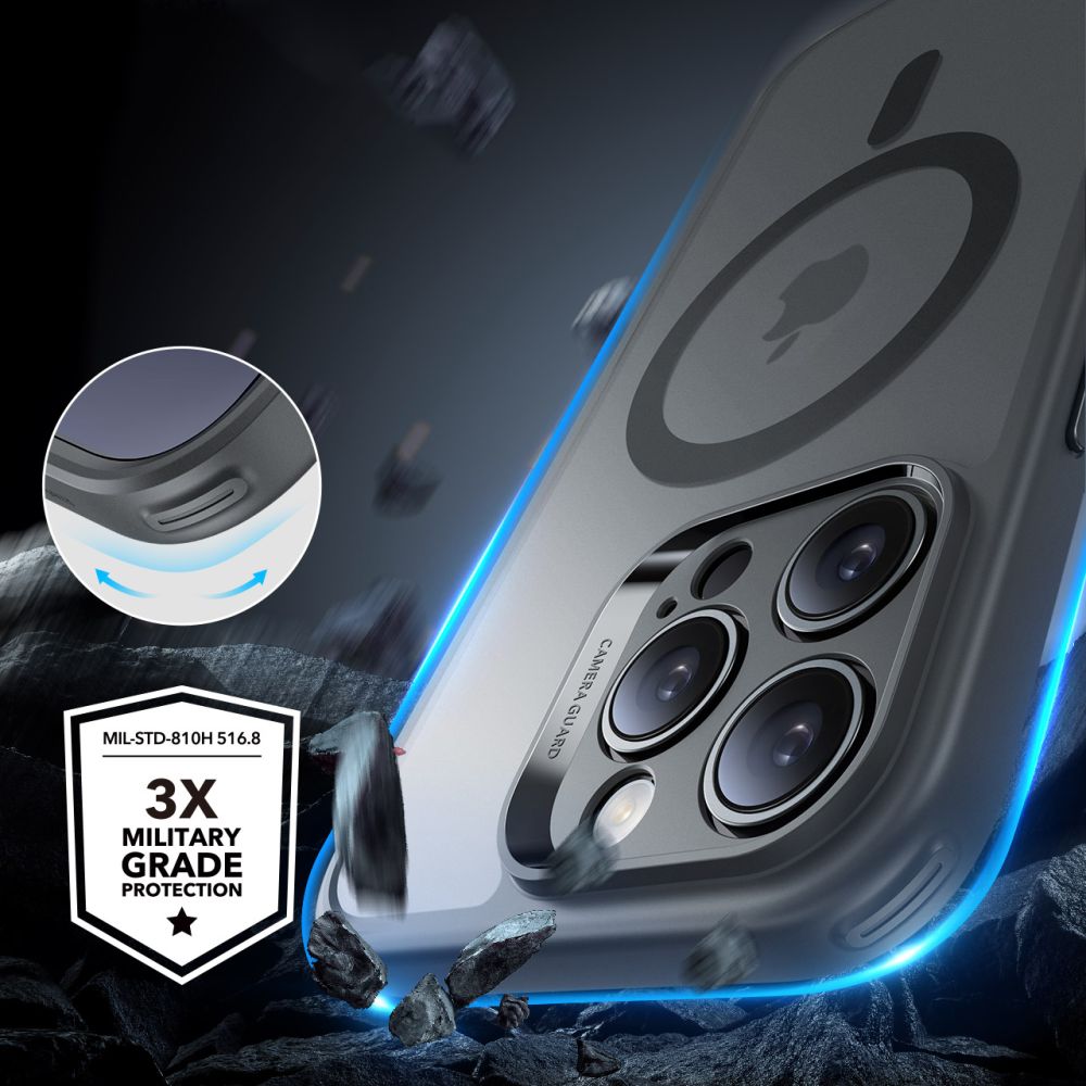 COUVERCLE ESR CLASSIC PRO SET HALOLOCK MAGSAFE IPHONE 16 PRO MAX GRIS FROSTÉ