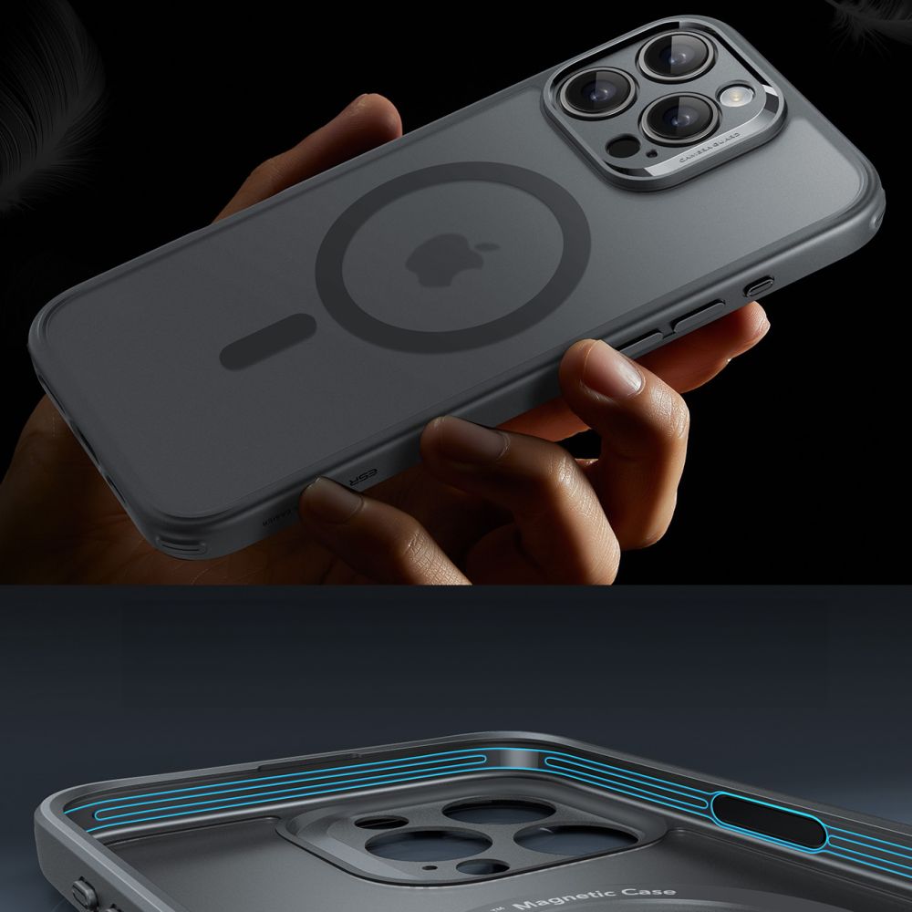 COUVERCLE ESR CLASSIC PRO SET HALOLOCK MAGSAFE IPHONE 16 PRO MAX GRIS FROSTÉ