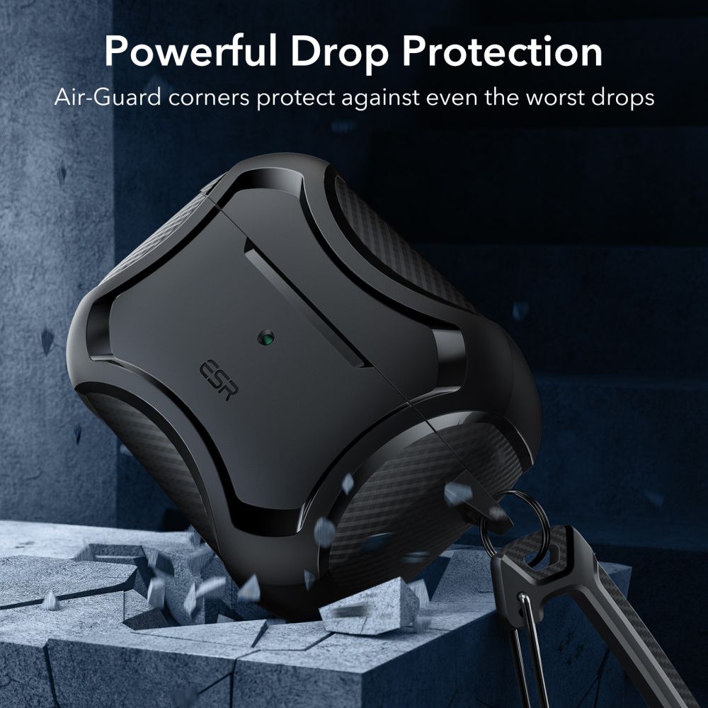 COQUE ESR CYBER ARMOR HALOLOCK MAGSAFE APPLE AIRPODS PRO 1 / 2 NOIR