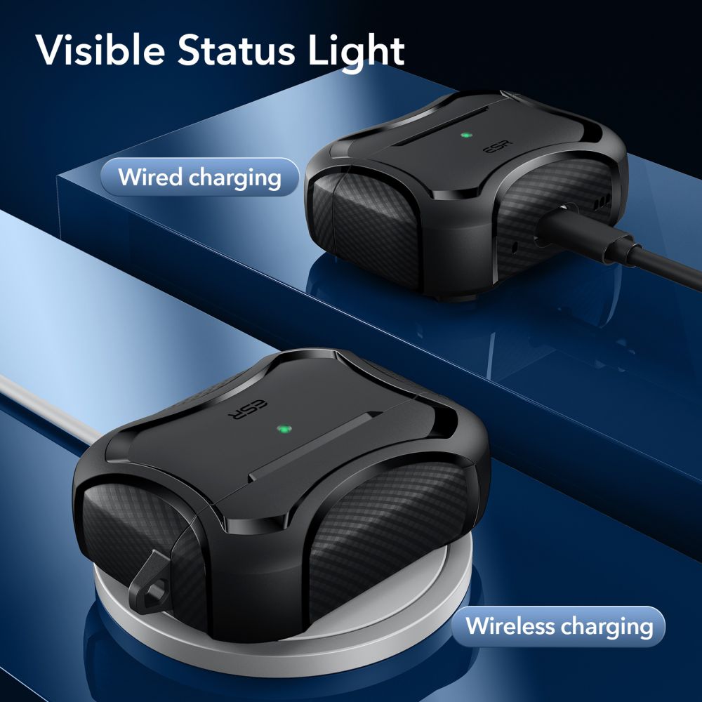 COQUE ESR CYBER ARMOR HALOLOCK MAGSAFE APPLE AIRPODS PRO 1 / 2 NOIR