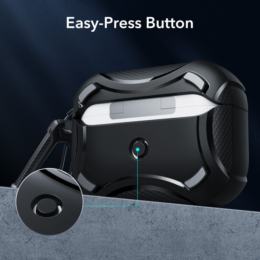 COQUE ESR CYBER ARMOR HALOLOCK MAGSAFE APPLE AIRPODS PRO 1 / 2 NOIR