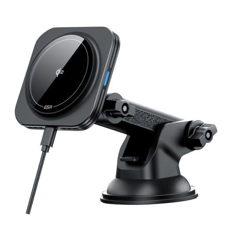 Support de téléphone pour voiture avec chargement sans fil ESR HaloLock magnétique MagSafe, support de tableau de bord, chargeur sans fil QI2 15W noir.