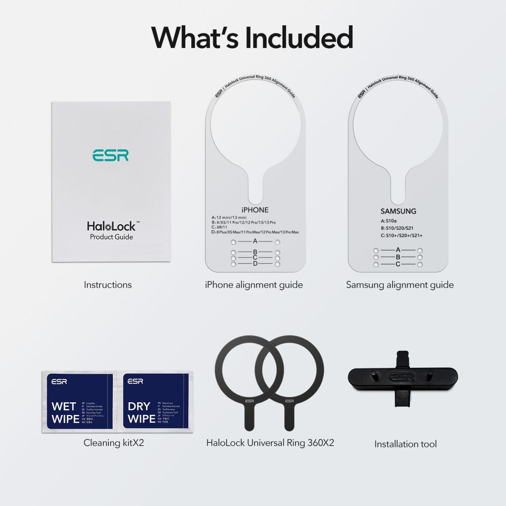 ESR HALOLOCK MAGSAFE ANNEAU MAGNÉTIQUE UNIVERSEL EN PAQUET DE 2 NOIR