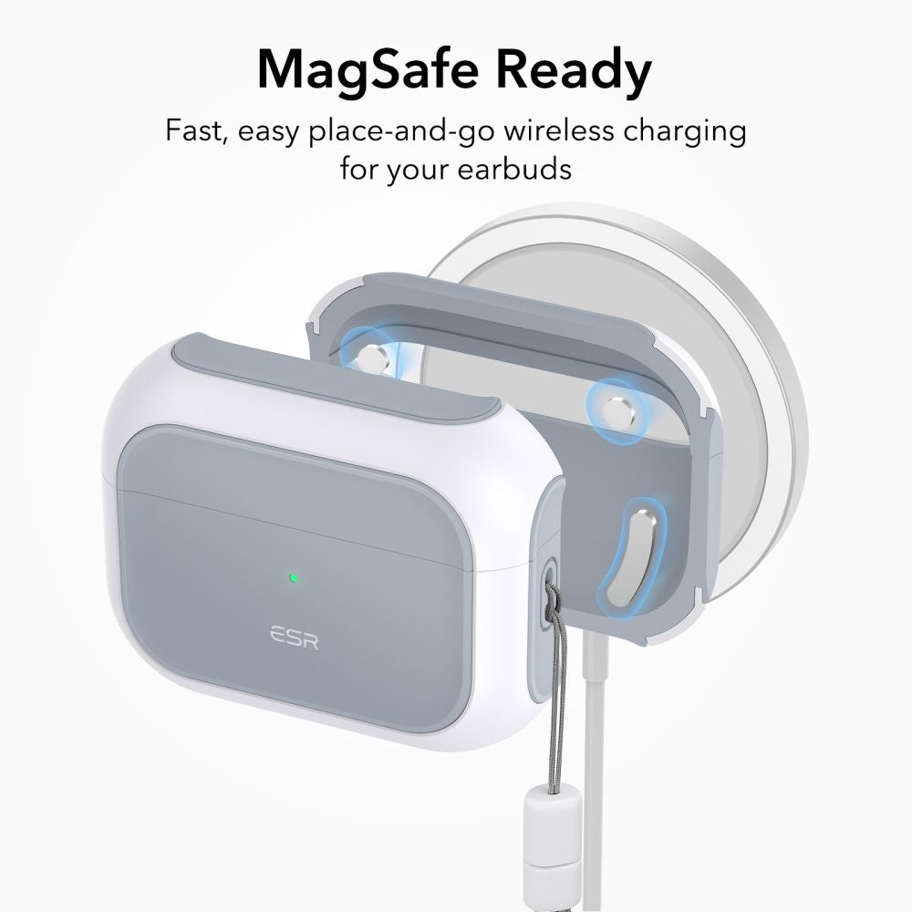 COQUE ESR ORBIT HALOLOCK MAGSAFE APPLE AIRPODS PRO 1 / 2 BLANCHE