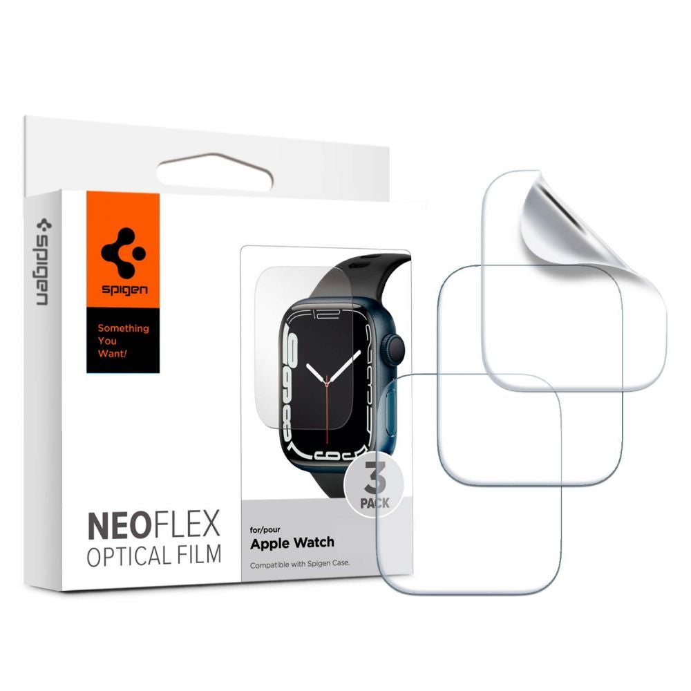3X FILM PROTECTEUR POUR APPLE WATCH 4 / 5 / 6 / 7 / 8 / 9 / SE 44 / 45 MM SPIGEN NEO FLEX 3-PACK TRANSPARENT
