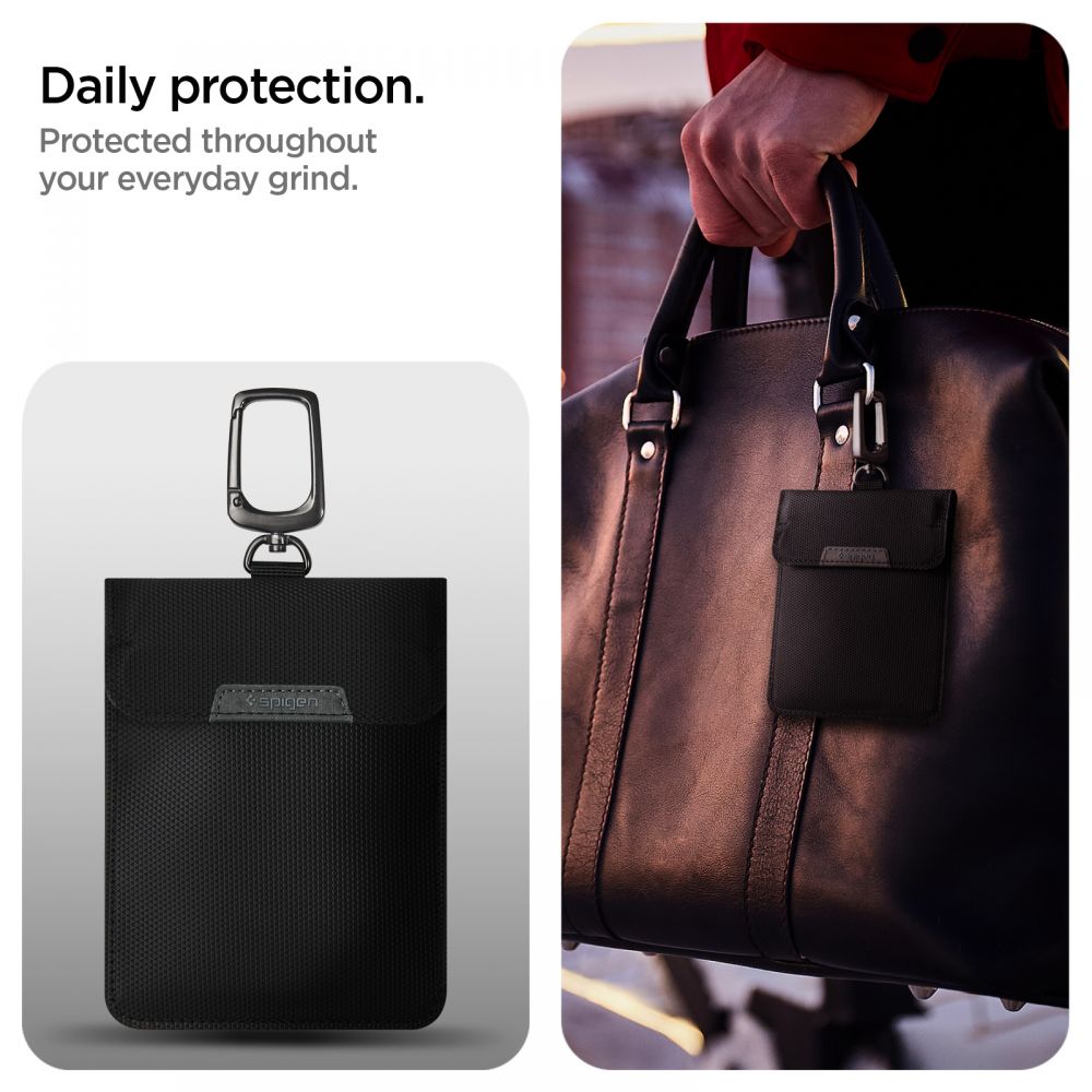 POCHETTE FARADAY SPIGEN SANS CLÉ BLOQUEUR DE SIGNAL RFID NOIR