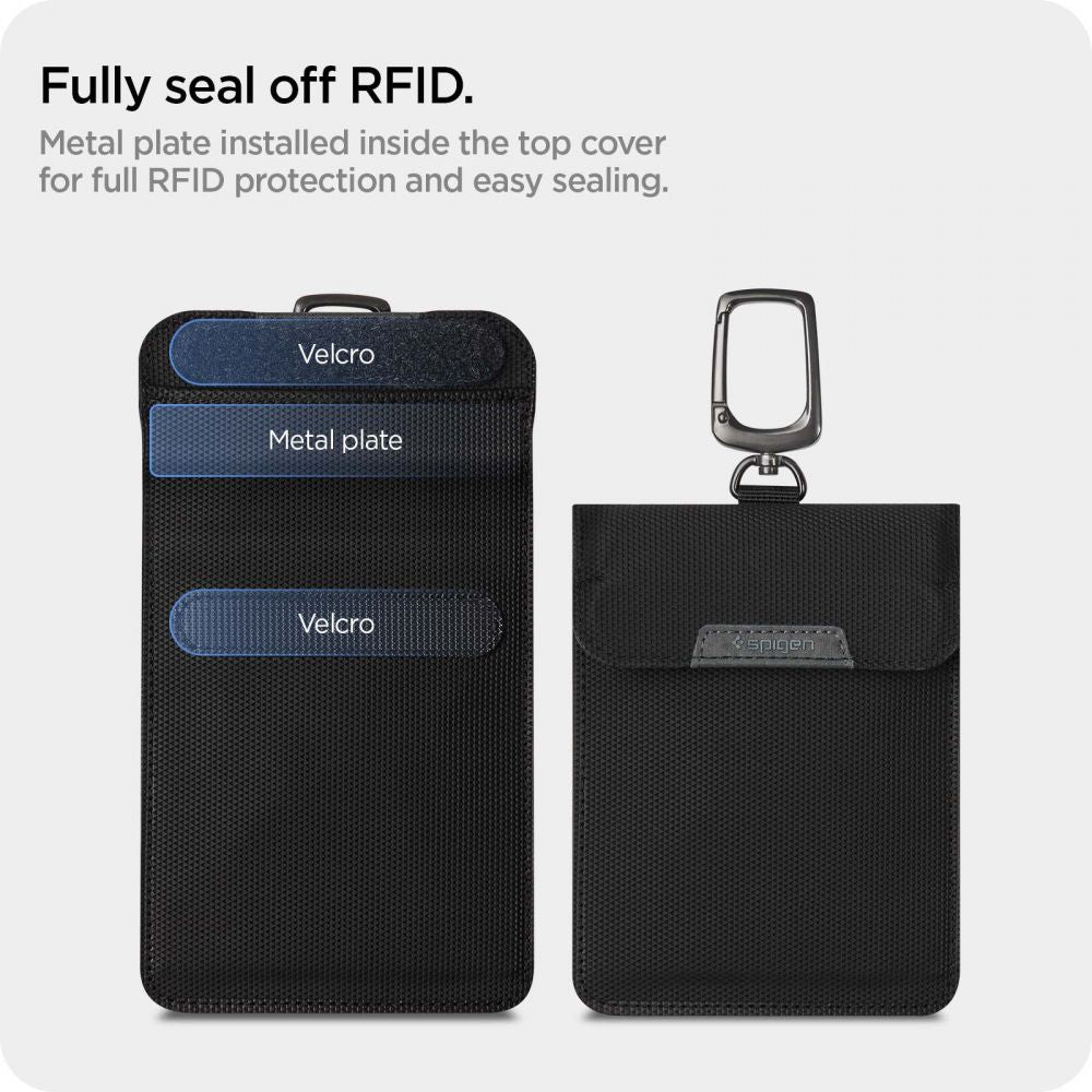POCHETTE FARADAY SPIGEN SANS CLÉ BLOQUEUR DE SIGNAL RFID NOIR