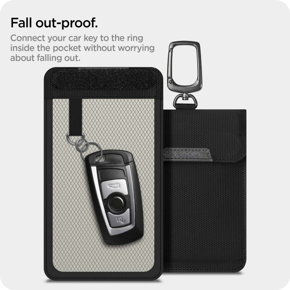 POCHETTE FARADAY SPIGEN SANS CLÉ BLOQUEUR DE SIGNAL RFID NOIR