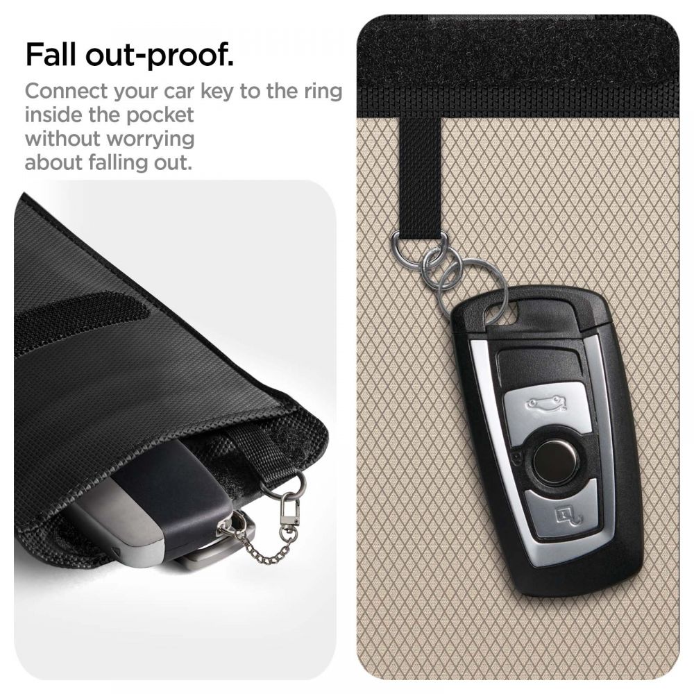 POCHETTE FARADAY SPIGEN SANS CLÉ BLOQUEUR DE SIGNAL RFID NOIR