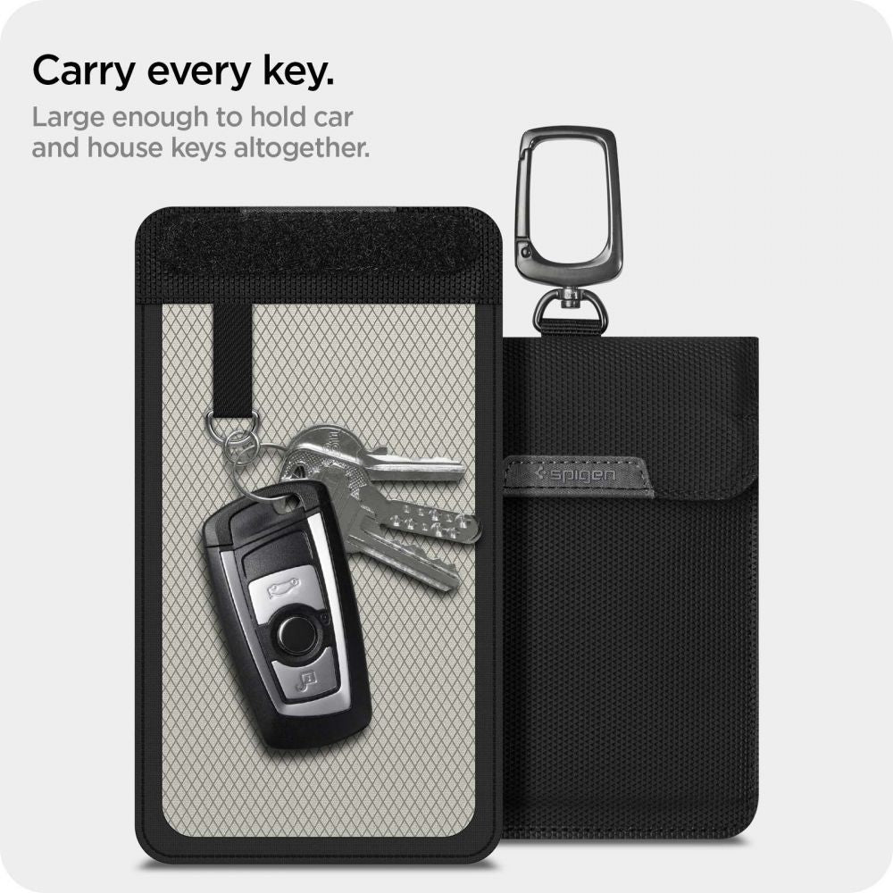 POCHETTE FARADAY SPIGEN SANS CLÉ BLOQUEUR DE SIGNAL RFID NOIR
