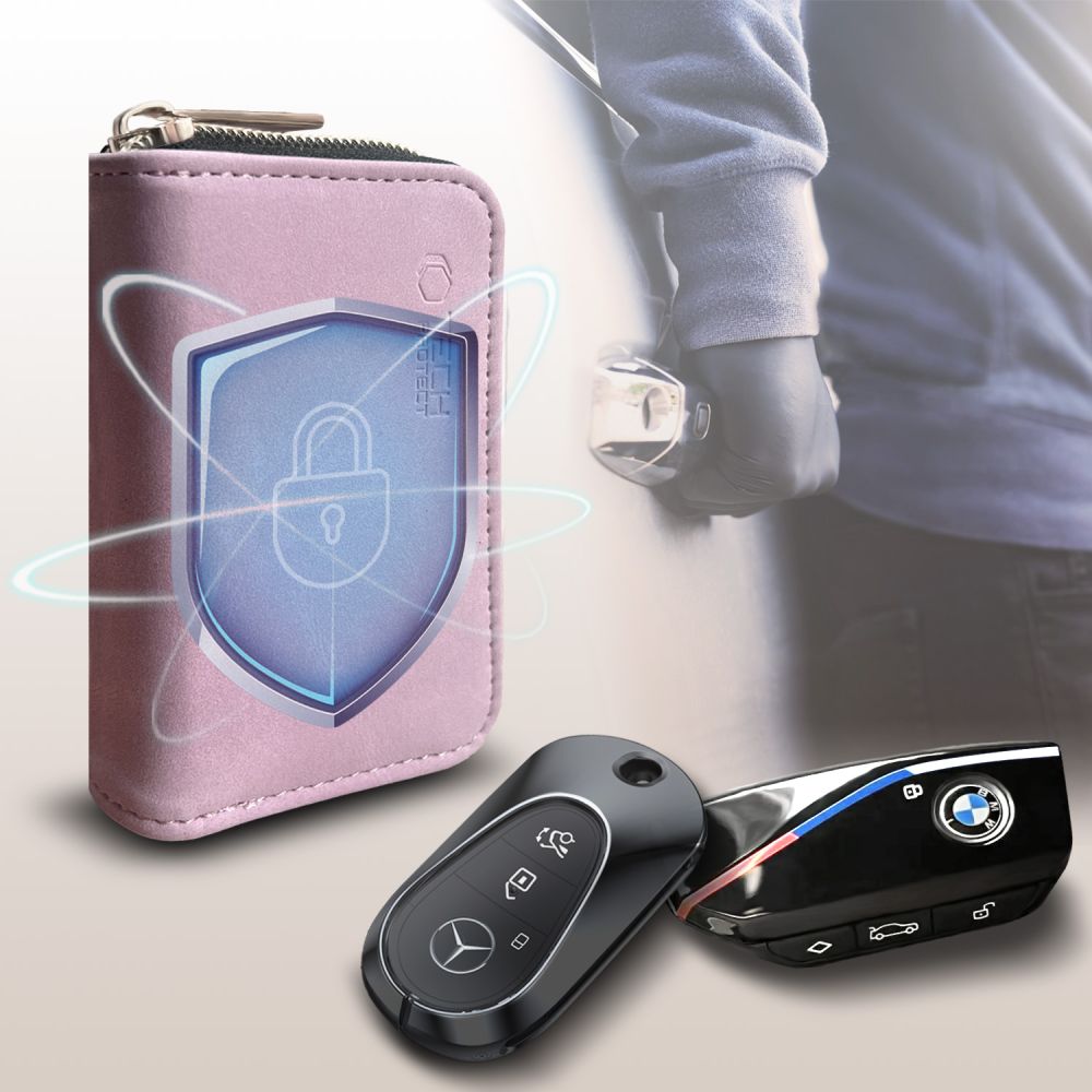 ETUI ANTI-RFID FARADAYA TECH-PROTECT KLR300 SANS CLÉ COULEUR ROSE PÂLE