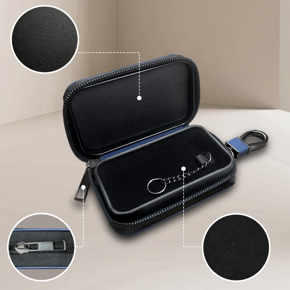 ETUI BLOCKEUR DE SIGNAL RFID SANS CLE KLR300 FARADAYA TECH-PROTECT BLEU MARINE
