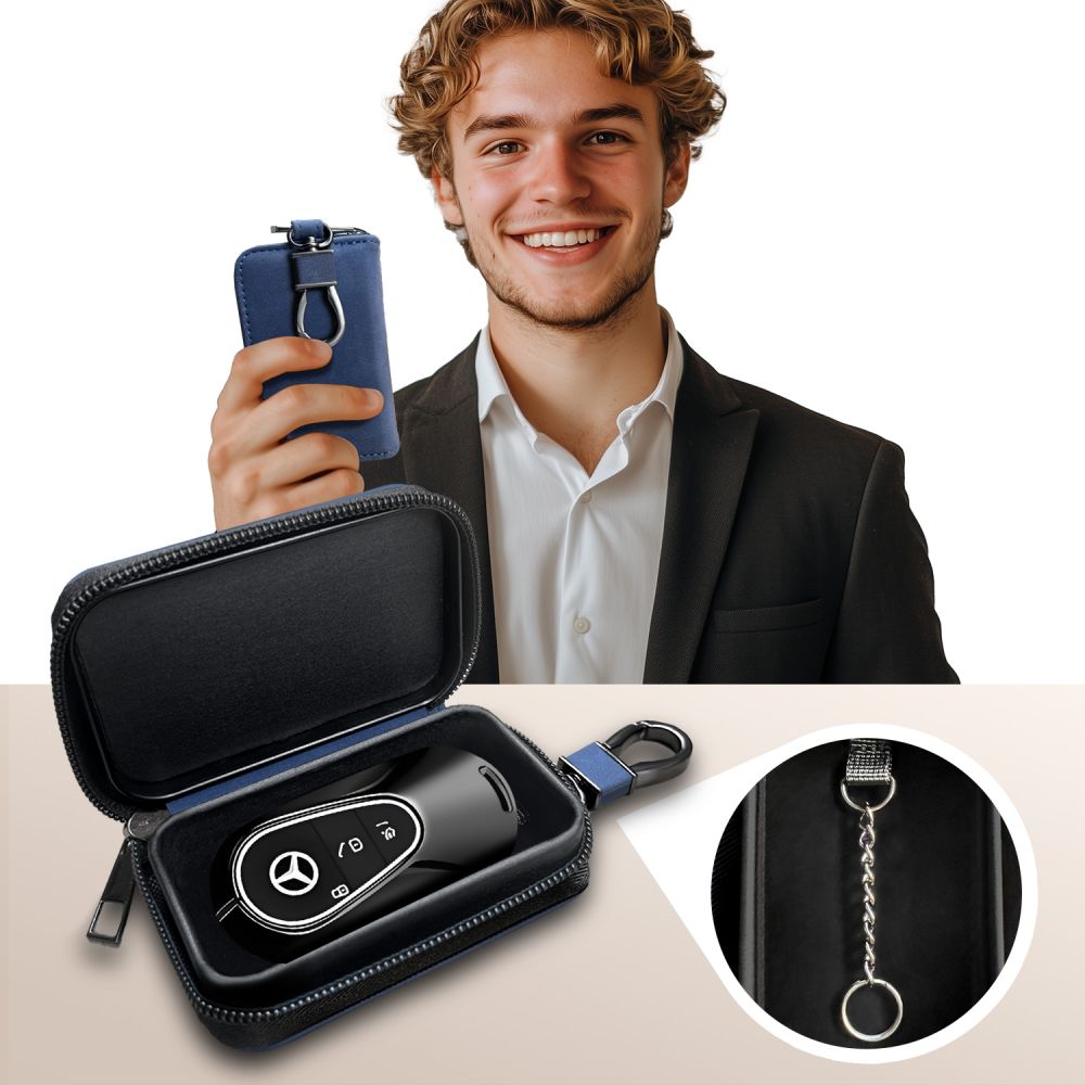 ETUI BLOCKEUR DE SIGNAL RFID SANS CLE KLR300 FARADAYA TECH-PROTECT BLEU MARINE