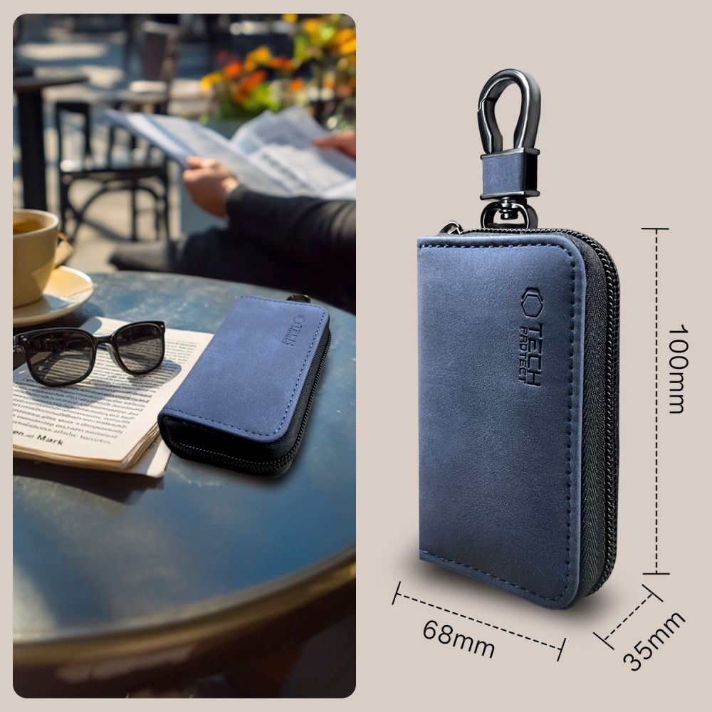 ETUI BLOCKEUR DE SIGNAL RFID SANS CLE KLR300 FARADAYA TECH-PROTECT BLEU MARINE