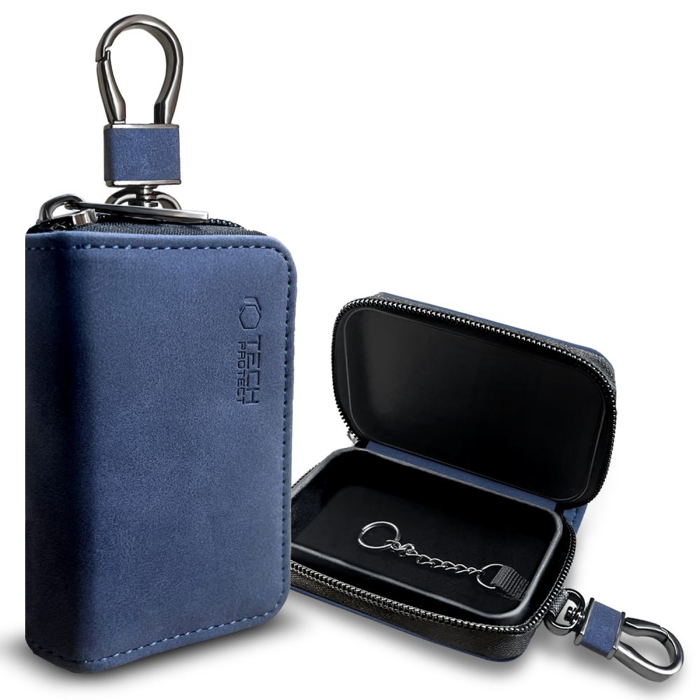 ETUI BLOCKEUR DE SIGNAL RFID SANS CLE KLR300 FARADAYA TECH-PROTECT BLEU MARINE