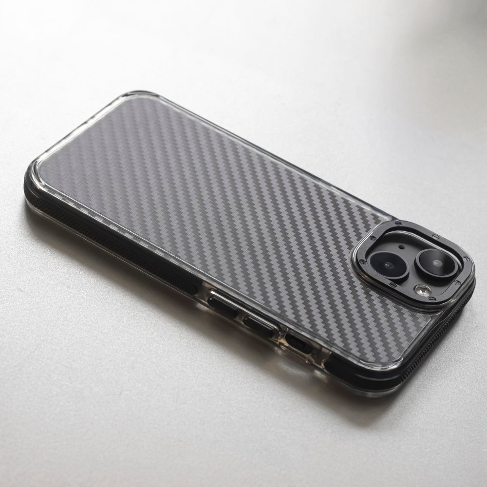 COUVERCLE EN CARBONE POUR IPHONE 15 HEYCASE ACRYLIC FIBER NOIR