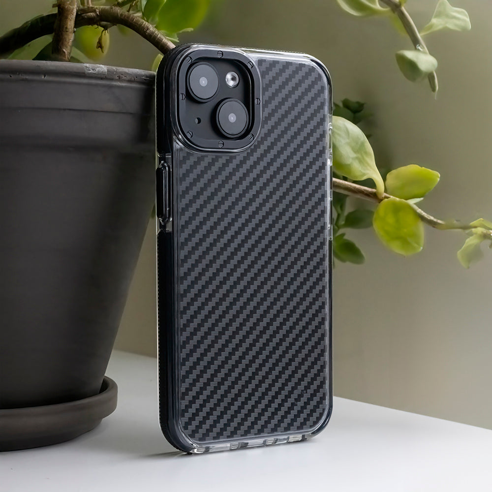 COUVERCLE EN CARBONE POUR IPHONE 15 HEYCASE ACRYLIC FIBER NOIR