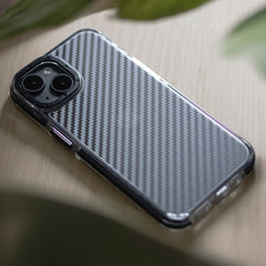 COUVERCLE EN CARBONE POUR IPHONE 15 HEYCASE ACRYLIC FIBER NOIR