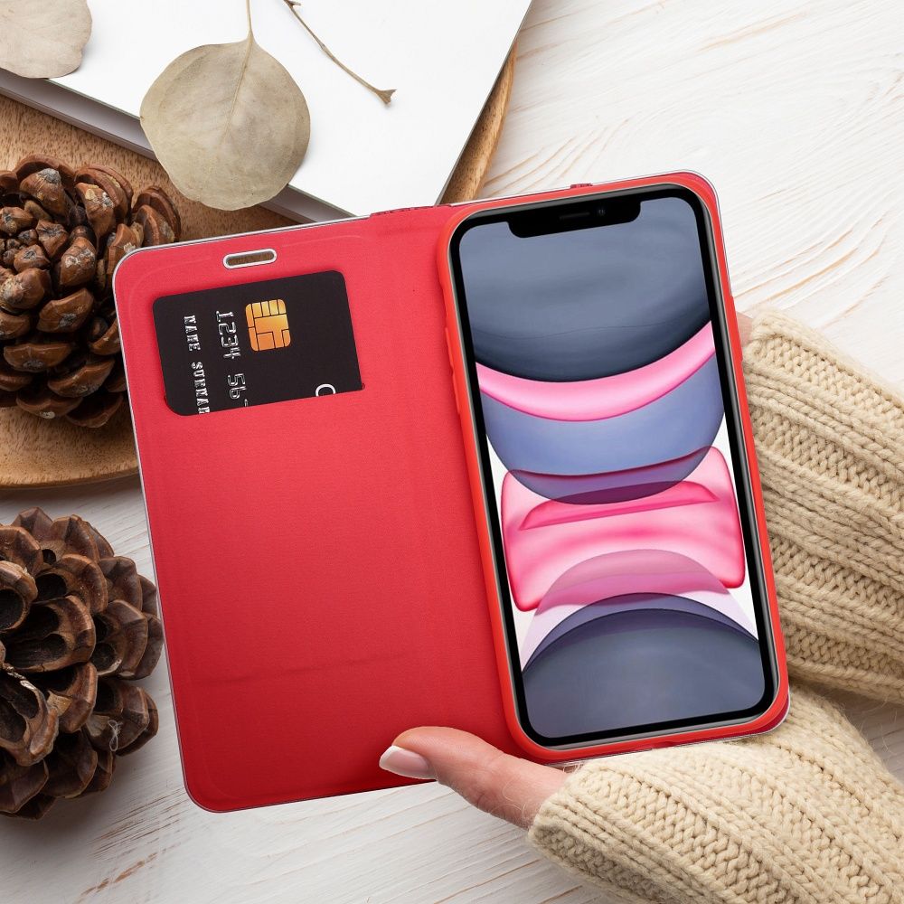 COUVERTURE DE LIVRE POUR XIAOMI REDMI 13C / POCO C65 HEYCASE LUNA WALLET ROUGE PUR