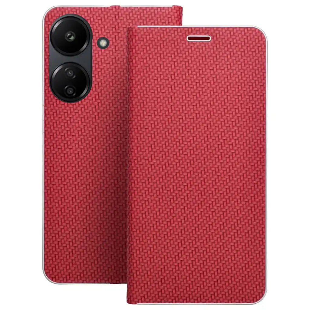 COUVERTURE DE LIVRE POUR XIAOMI REDMI 13C / POCO C65 HEYCASE LUNA WALLET ROUGE PUR