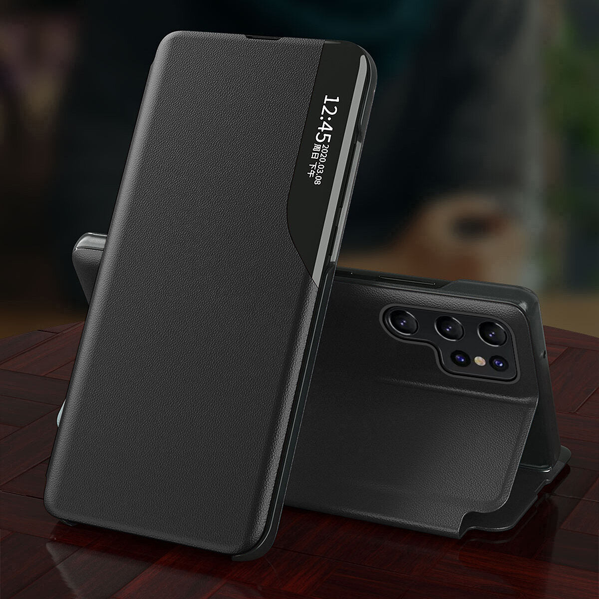 COUVERTURE DE LIVRE POUR SAMSUNG GALAXY S24 ULTRA HEYCASE SMART VIEW NOIRE